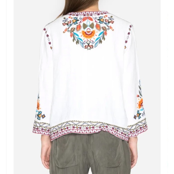 Johnny Was | Izamal Crop Jacket Embroidered 100% Linen w/ Pockets - Picture 6 of 15